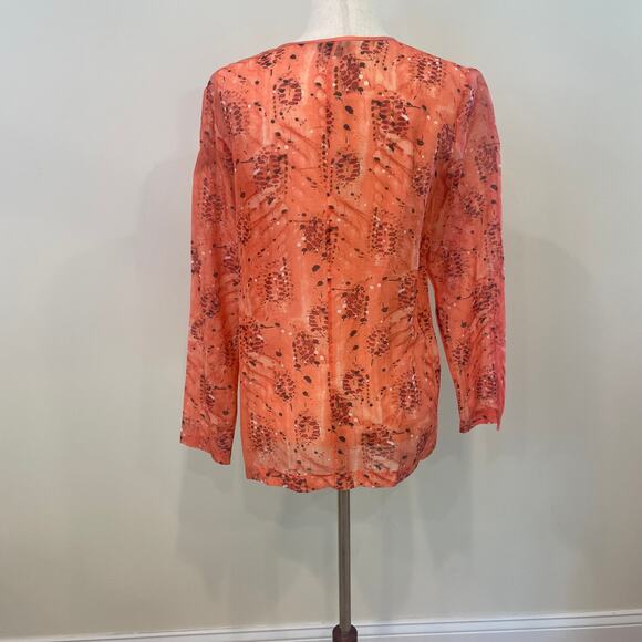 Theory Women Sheer Silk Blend Blouse Sz M - Picture 4 of 6